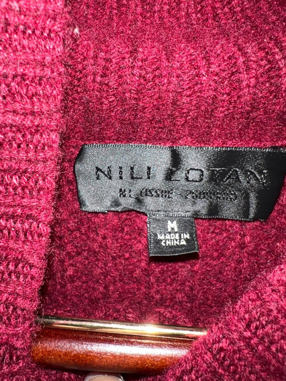 Nili Lotan Houston Cashmere Waffle Turtleneck Sweater Burgundy M - Picture 4 of 9